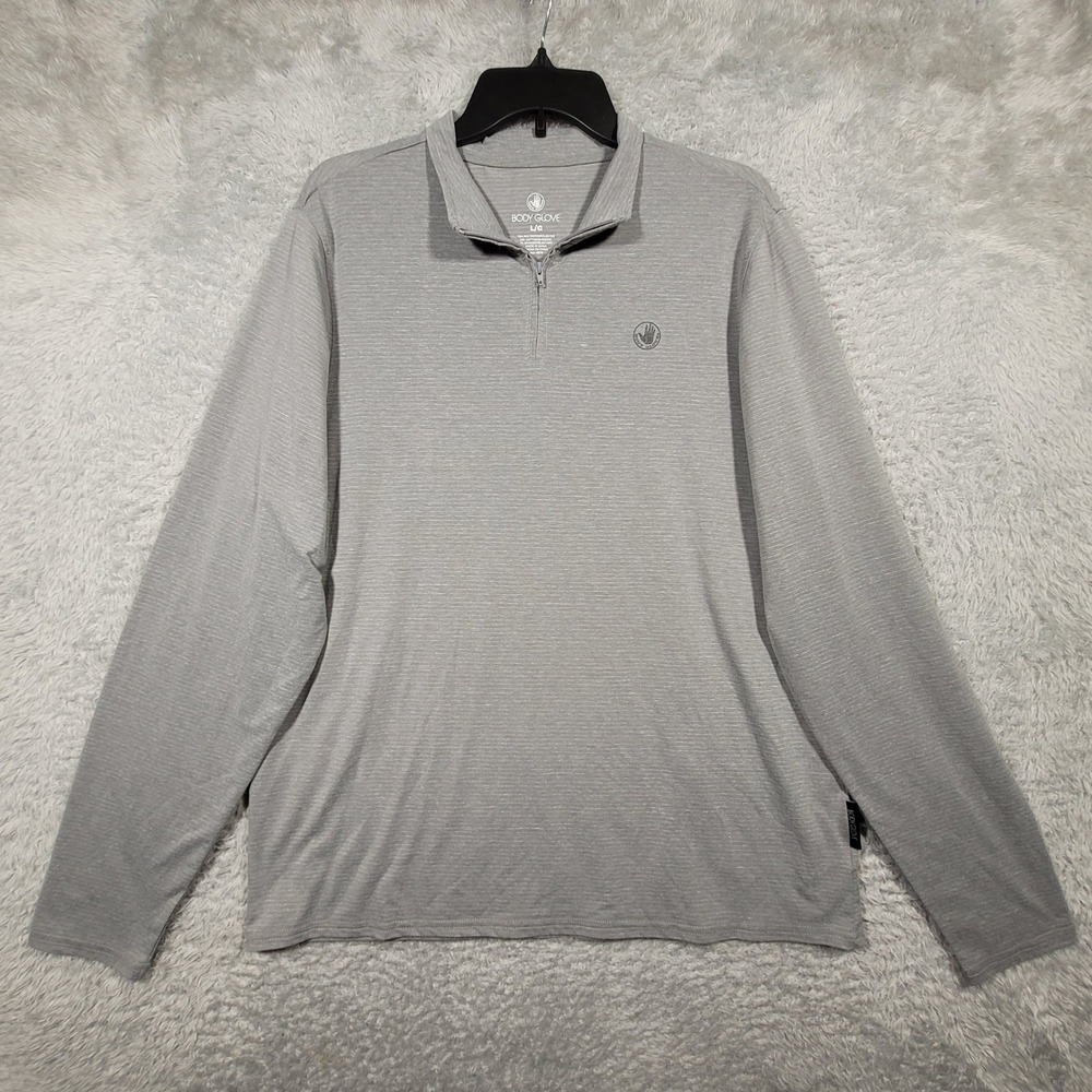 Body Glove Pullover Mens Large Gray Quarter Zip Long Sleeve Performance